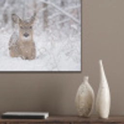 Hert - Sneeuw - Bos - Dieren - Vertederend PET vilt klein -sfeer6_closeup