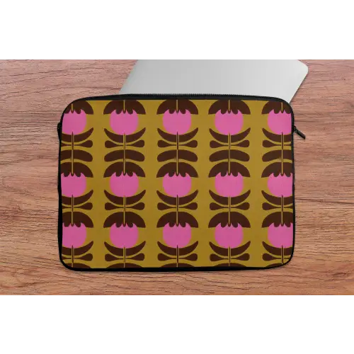 Abstract - Bloemen - Roze laptophoes neopreen klein 279 -tafel