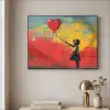 Banksy Style - Kleurrijk - Graffiti - Meisje - Street art Textielframe zwart klein -sfeer2