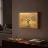 Goud - Boom - Abstract - Modern Light Box met batterij (Wandlamp) middel -sfeer1