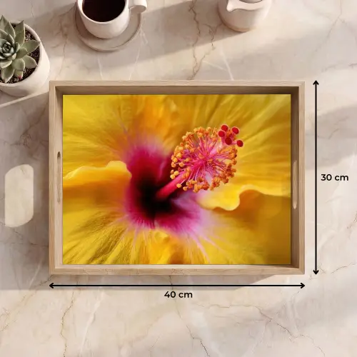 Geel - Hibiscus - Tropisch Dienblad Rechthoek middel -USP_Formaat