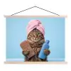 Kat - Handdoek - Washand - Zeep textielposter latten blank klein -3d