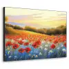 Klaproos - Bloemenveld - Kleurrijk Textielframe zwart klein -3d