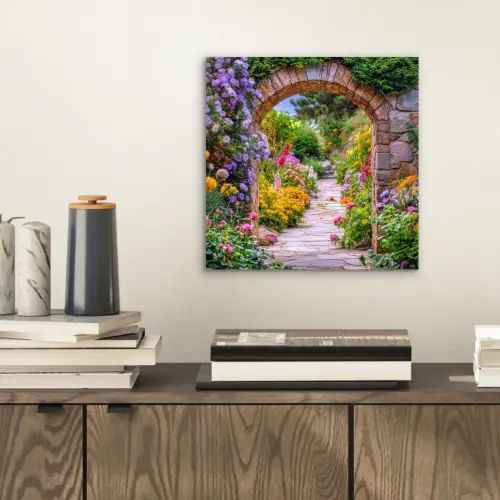 Doorkijk - Bloemen - Pad - Natuur aluminium wit klein -sfeer1