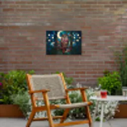 Uil - Mozaïek - Maan - Nacht Tuinposter op houten frame 2 cm dik klein -sfeer3