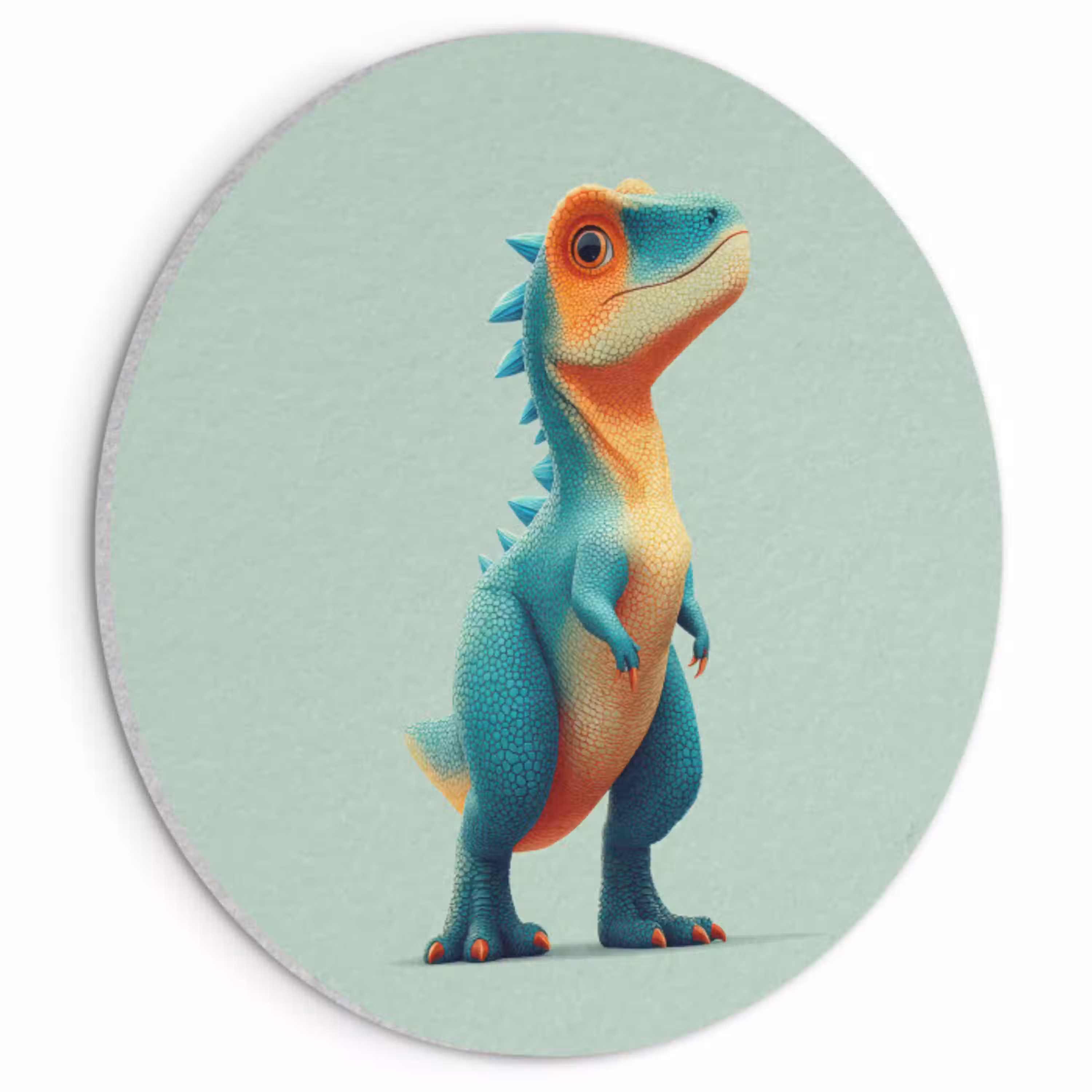 Cartoon - Dino - Oranje - Stekels Akoestische PET Vilt - Rond klein -3d