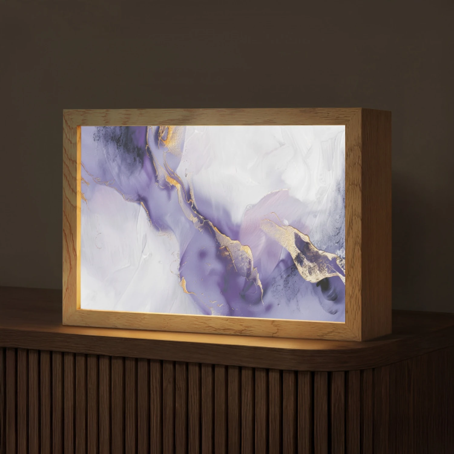 Paars - Modern - Marmer - Abstract Light Box met kabel (Tafellamp) klein -z3d_website