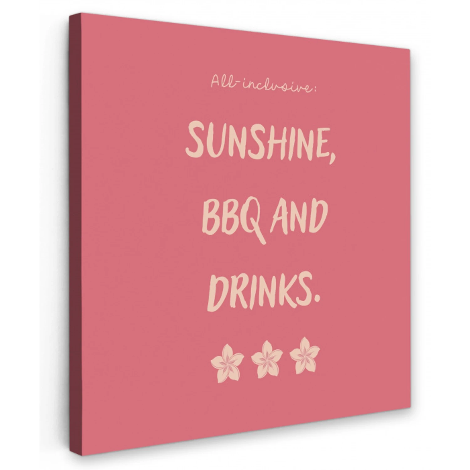 BBQ - Quote - Roze - Zomer Tuinposter op houten frame 2 cm dik middel -3d