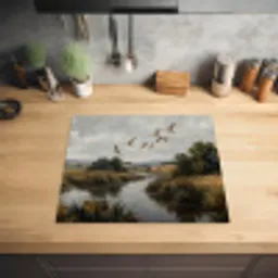 Eenden - Rivier - Landschap - Vlucht - Nostalgisch Inductie beschermer vinyl 3mm middel -sfeer5