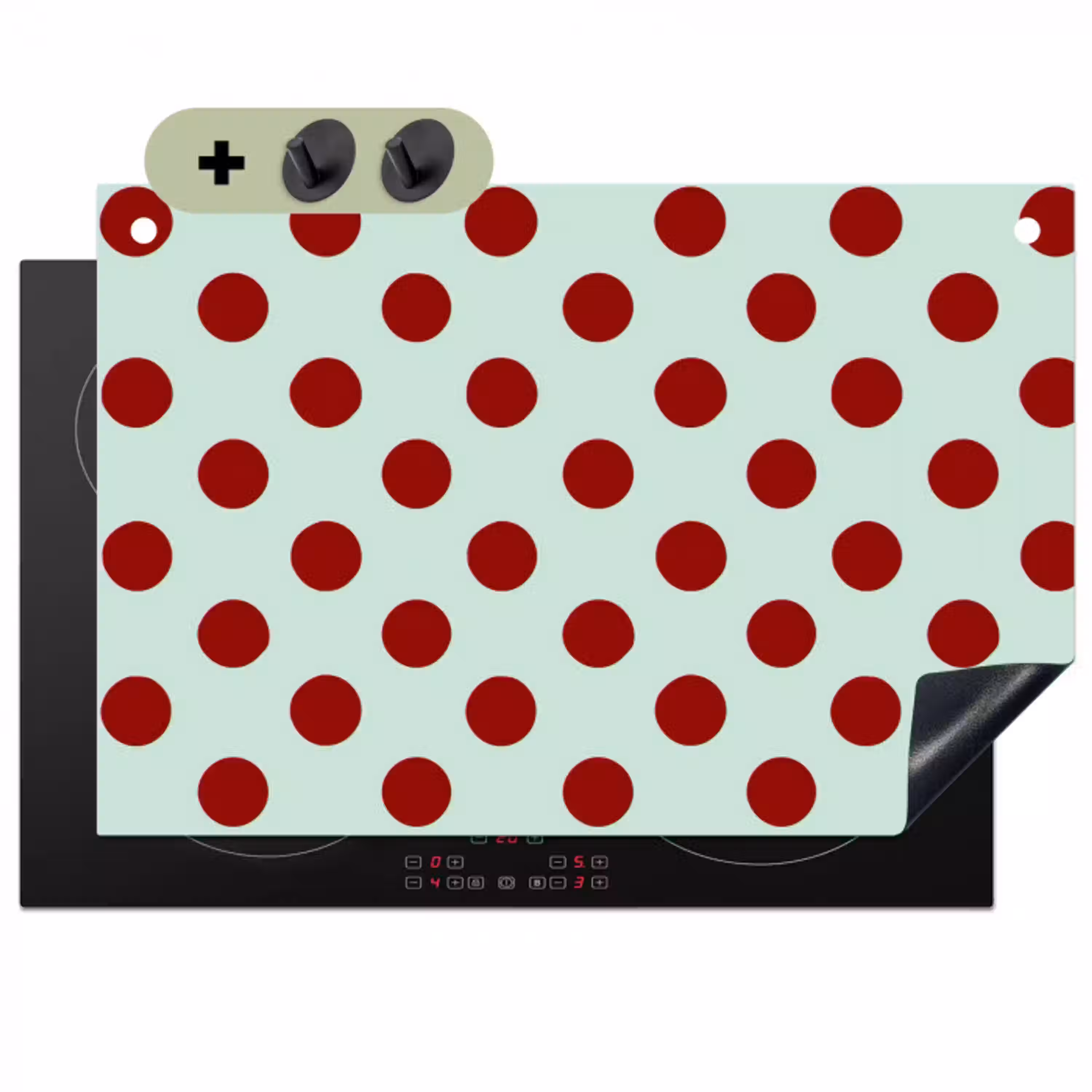 Polka - Dots - Rood Inductie beschemer met haakjes klein 777 -3d