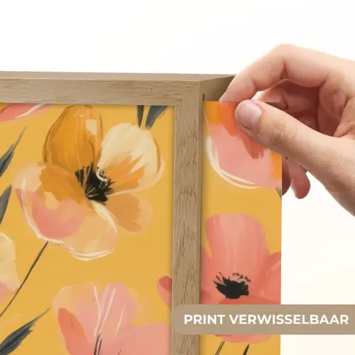 Bloemen - Geschilderd - Geel Light Box met batterij (Wandlamp) middel -USP_websiteprintNL