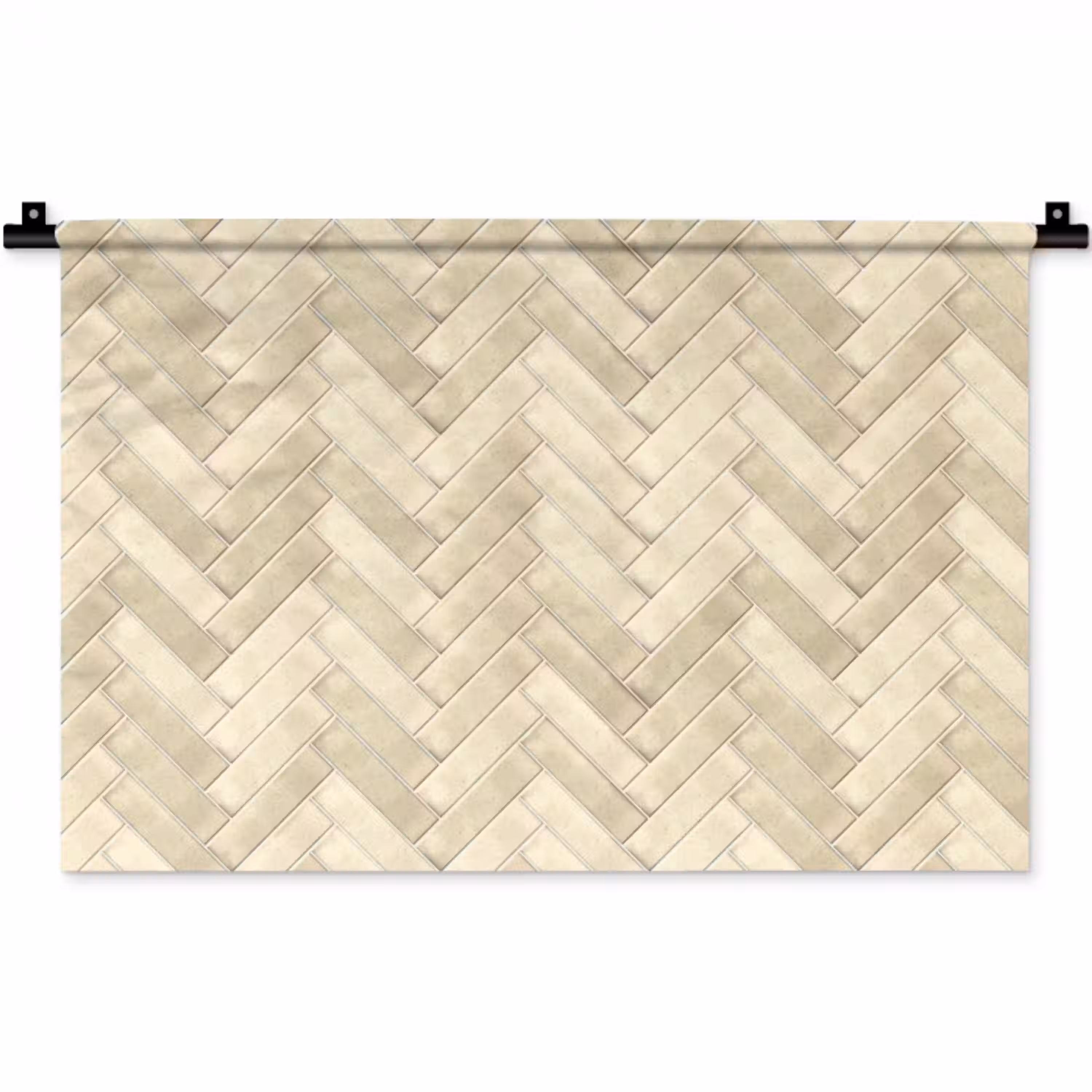 Visgraat - Wandtegel - Licht Beige Wandkleed katoen klein 269 -zz3d