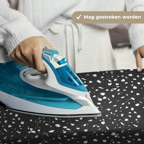 Terrazzo -  Patroon - Zwart - Wit Wandkleed katoen klein 269 -sfeer9