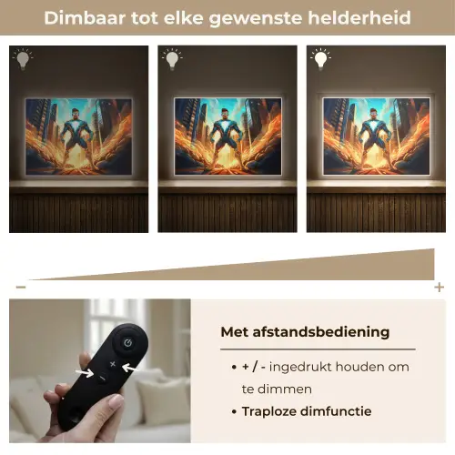 Superhelden - Kinderen - Jongens Light Box met batterij (Wandlamp kind) middel -USP_dimbaarNL