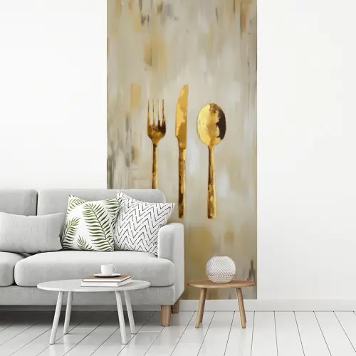 Verf - Goud - Bestek fotobehang vinyl groot -woonkamer