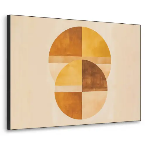 Cirkels - Geel - Minimalistisch Textielframe zwart klein -3d