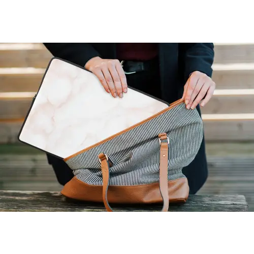 Zalmroze - Marmer - Aders laptophoes neopreen klein 279 -tas