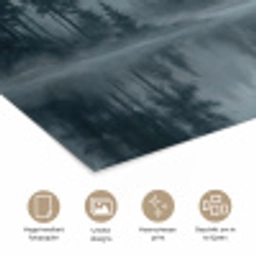 Bos - Meer - Mist - Natuur - Grijs poster papier klein -closeup_NL