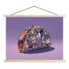 Edelstenen - Glitters - Paars - Kleurrijk textielposter latten blank klein -3d