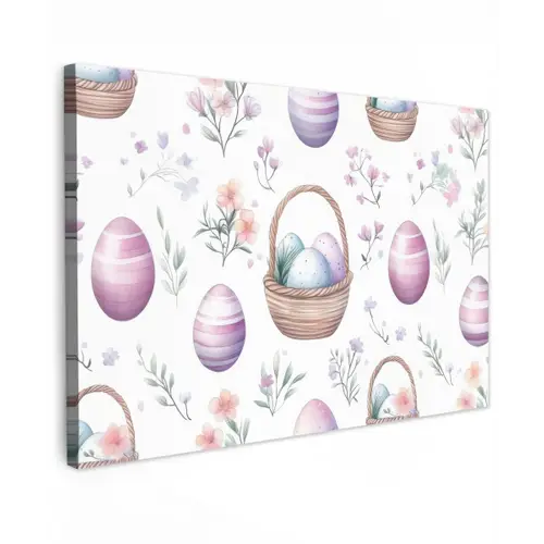 Bloemen - Paaseieren - Patroon Tuinposter op houten frame 2 cm dik klein -3d