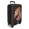 Eenhoorn en Bloemen op Zwarte Achtergrond Koffer - NBS - Handbagage middel -productfoto_3d