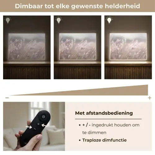 Graspluimen - Wind - Beige - Mistig Light Box met batterij (Wandlamp) middel -USP_dimbaarNL