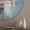Zeilschip - Huizen - Kade - Zee Akoestische PET Vilt - Rond klein -sfeer5_closeup