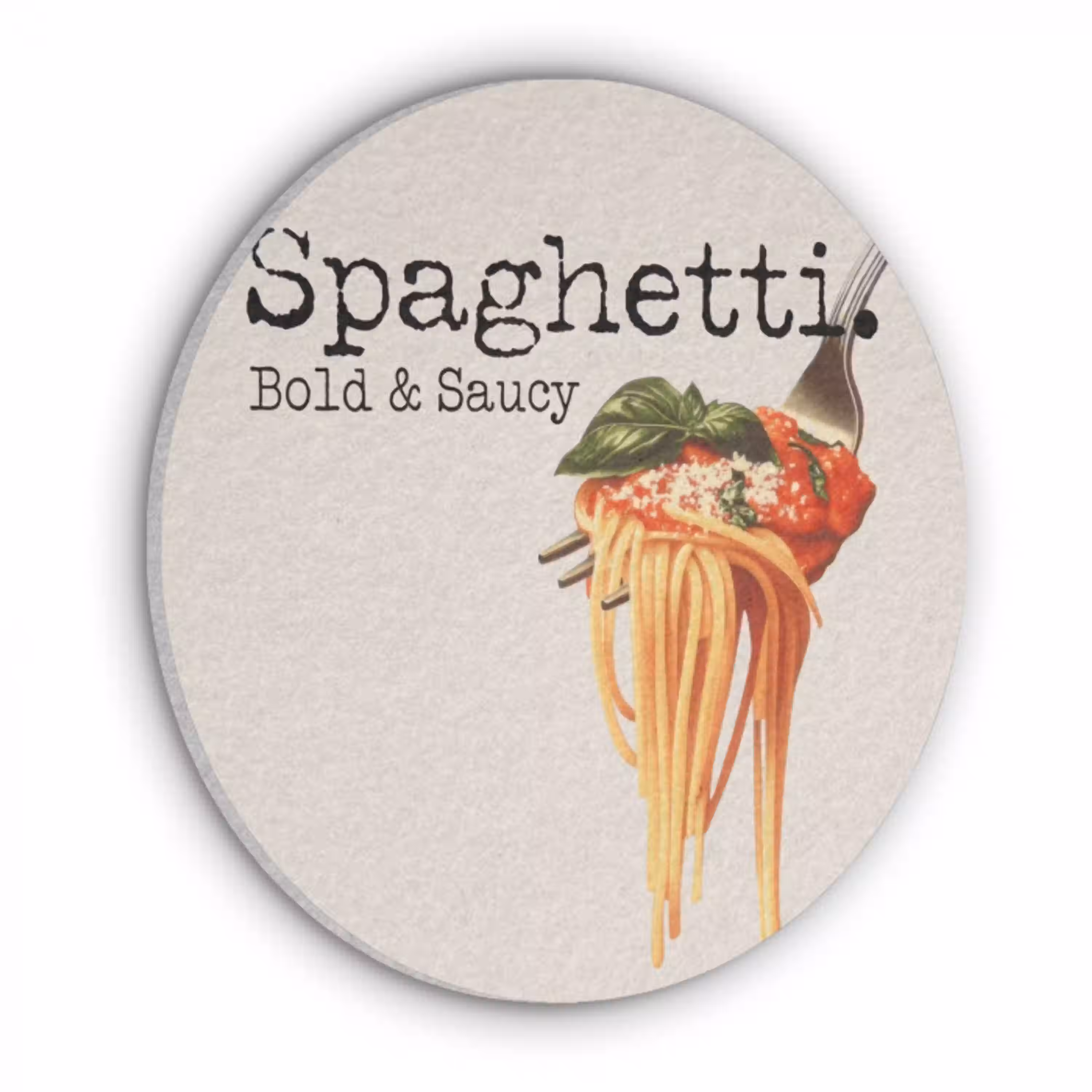 Spaghetti - tomatensaus - Parmezaanse kaas Akoestische PET Vilt - Rond klein -3d