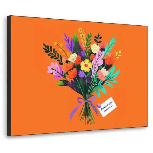 Kaartje - Boeket - Bloemen Textielframe zwart klein -3d