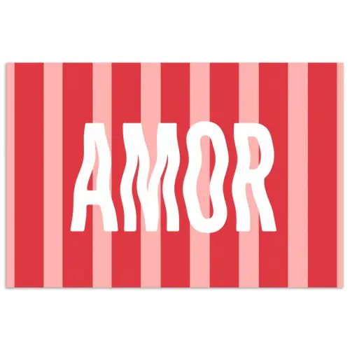 Amor - Strepen - Rood - Roze poster papier klein -3d