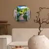 Doorkijk - Hortensia - Pad - Natuur Wandcirkel kunststof plaat 5mm dik klein -sfeer1