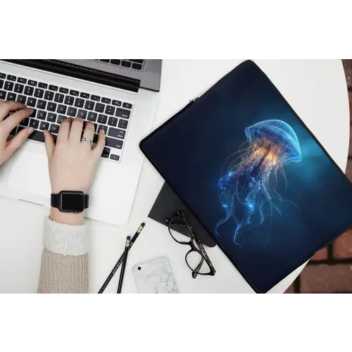 Kwal - Lichtgevend - Tentakels - Blauw laptophoes neopreen klein -bureau
