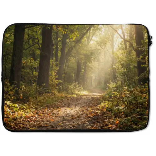 Zonlicht - Bospad - Bomen laptophoes neopreen klein -zkaufland3dotto