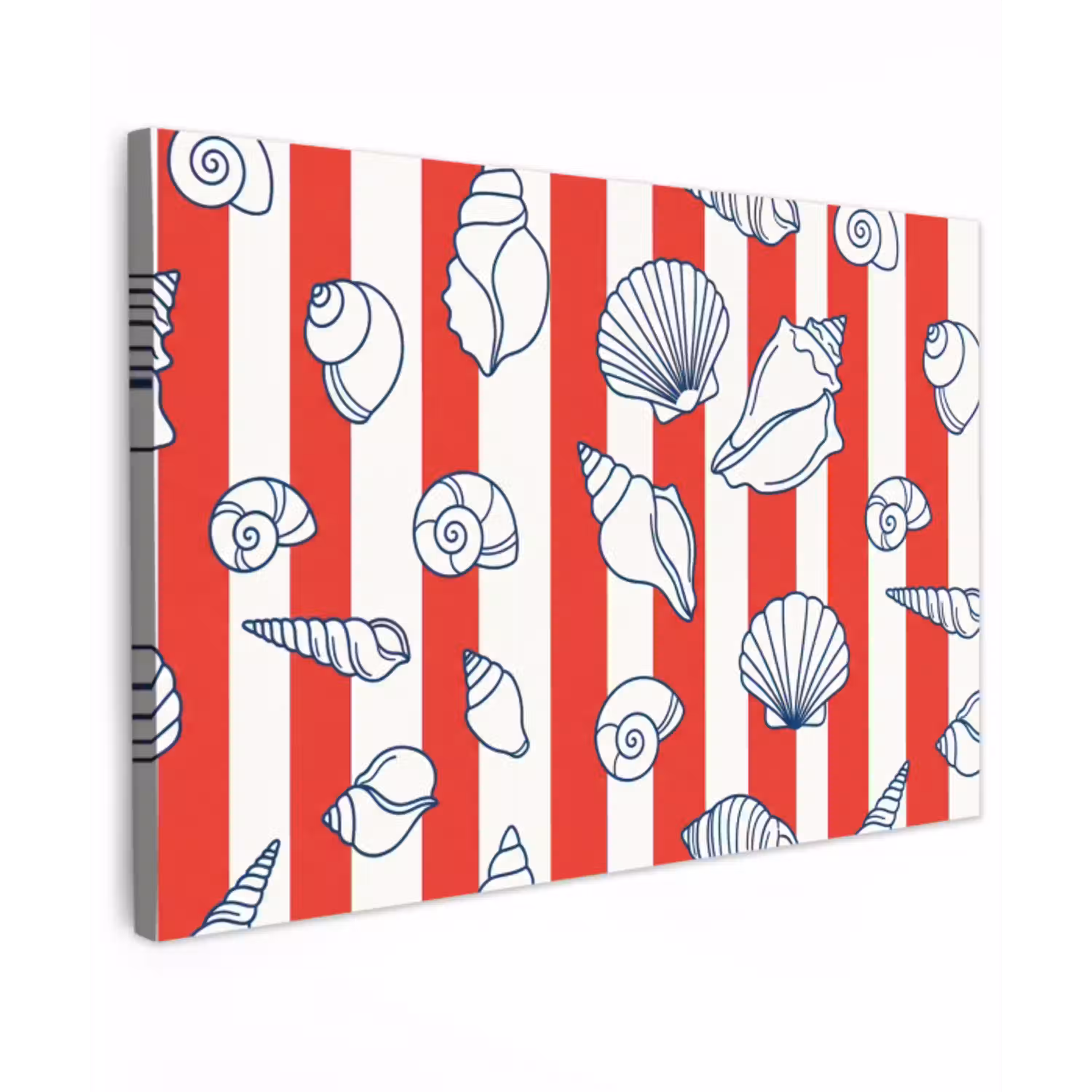 Schelp - Zeedieren - Zomer - Illustratie - Rood - Blauw Tuinposter op houten frame 2 cm dik klein -3d