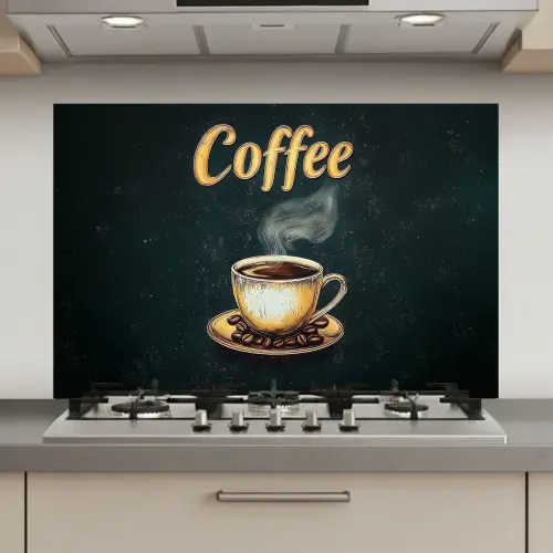 Koffie - Schotel - Koffiebonen - Retro keuken achterwand spatscherm klein -3d_website