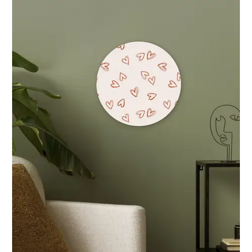 Hartjes - Patroon - Rood - Crème Wandcirkel plexiglas klein 852 -sfeer3