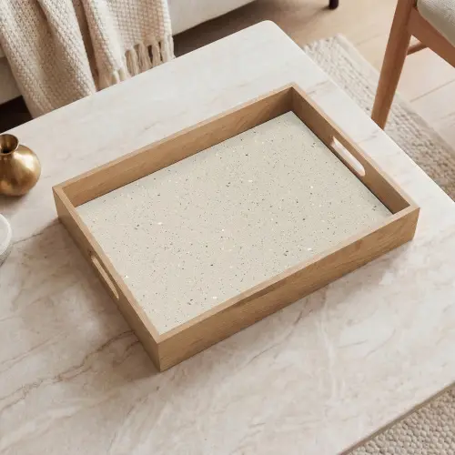 Lichtbeige - Terrazzo - Grijs Dienblad Rechthoek middel 911 -sfeer1