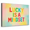 Quote - Lucky - Regenboogkleuren Textielframe zwart klein -3d