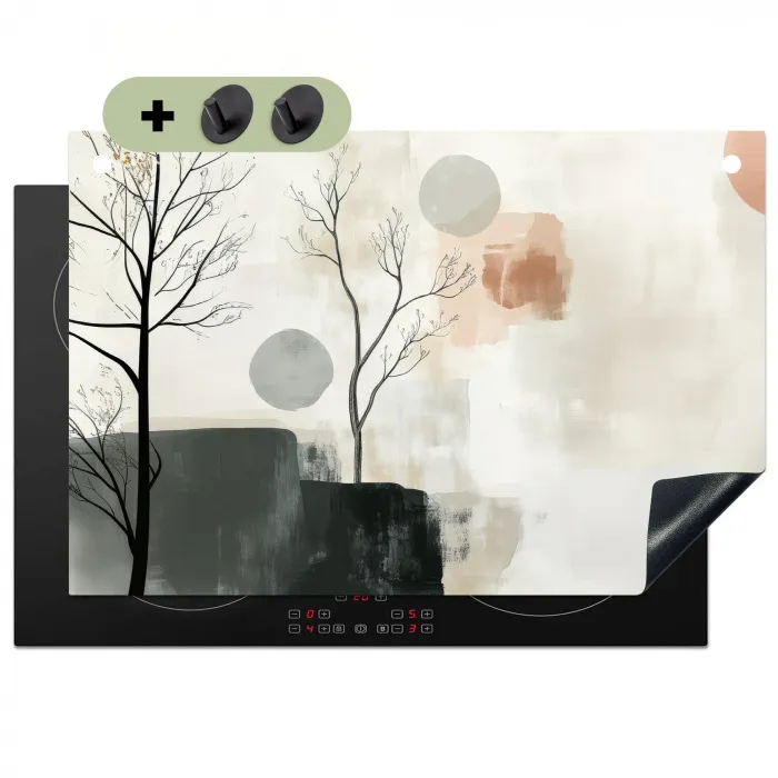 Wabi sabi - Beige - Plant Inductie beschemer met haakjes klein -3d