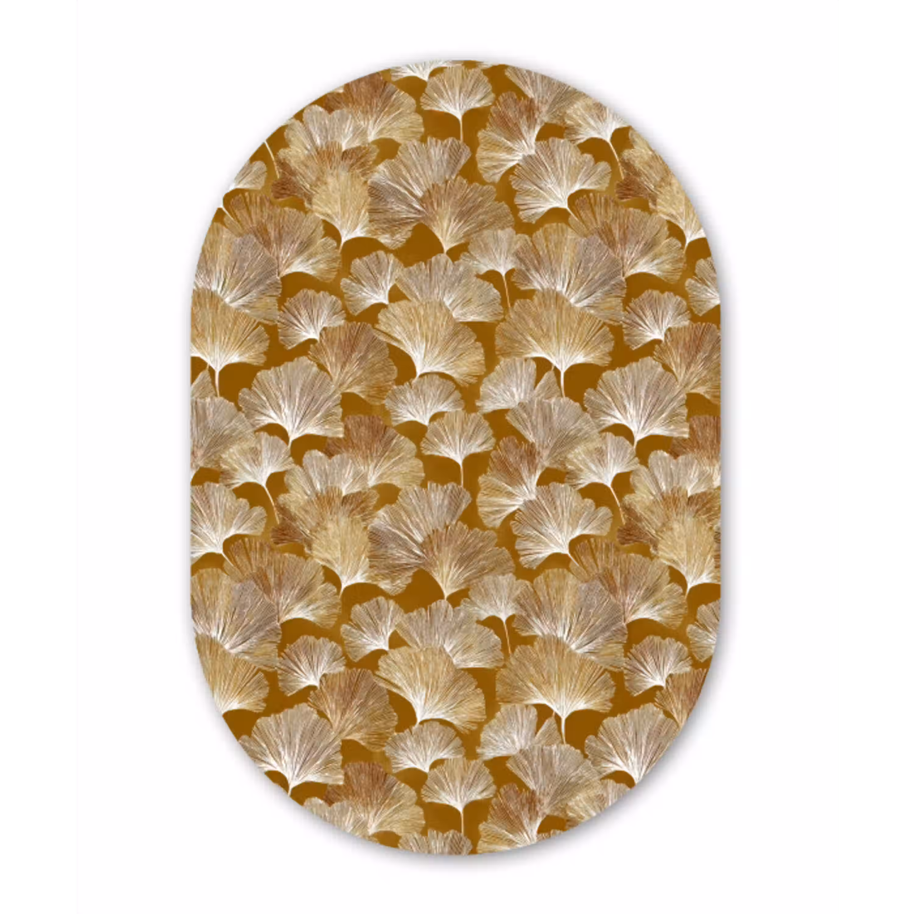 Ginkgo - Bladeren - Goud Wandcirkel Ovaal Aluminium middel 839 -3d