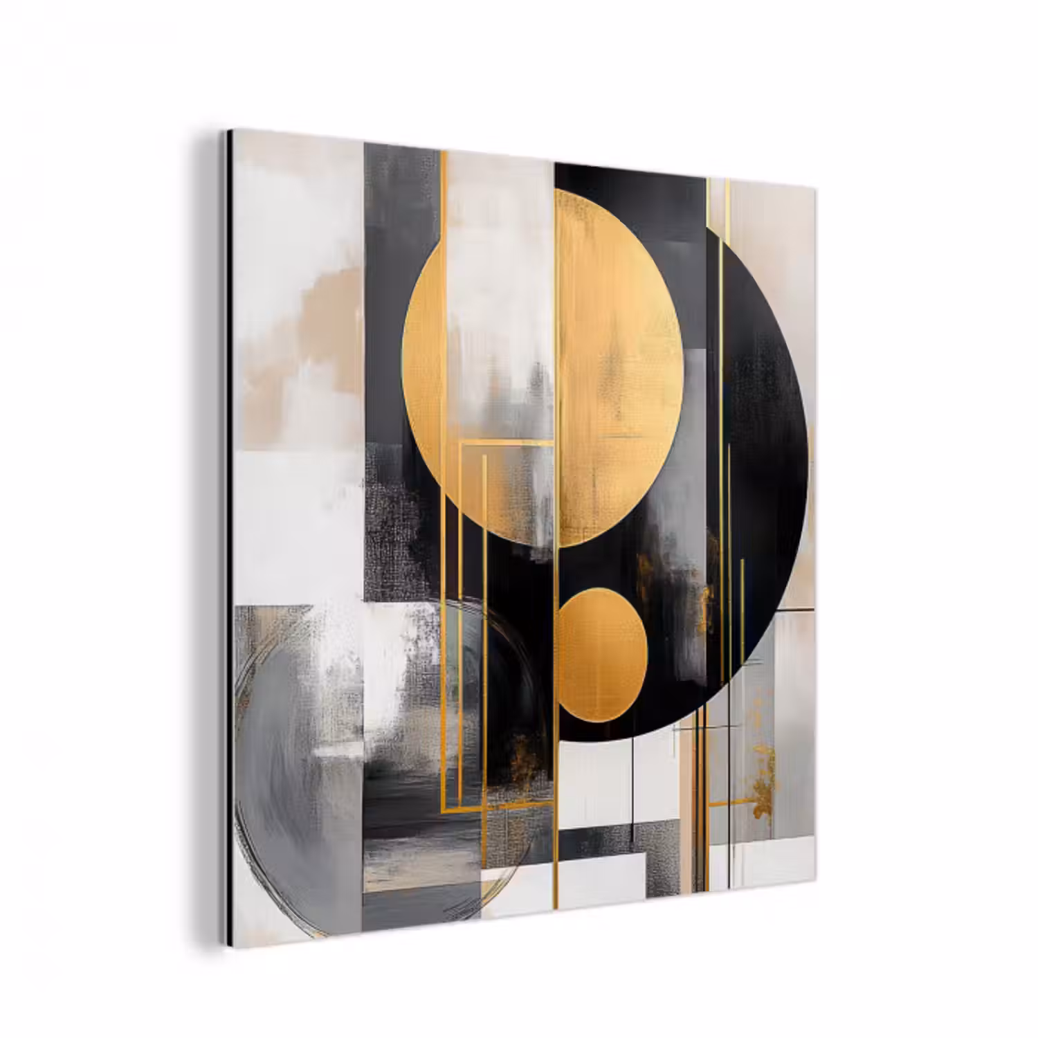 Alu-Dibond-Bild - Abstrakt - Gold - Silber - Formen - Ästhetisch - Modern