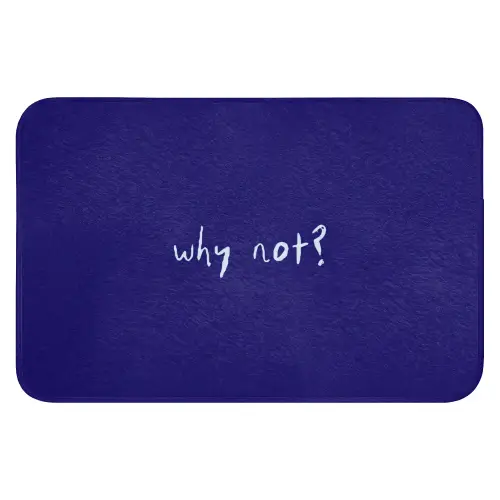 Why not - Blauw - Handgeschreven Badmat klein -3d