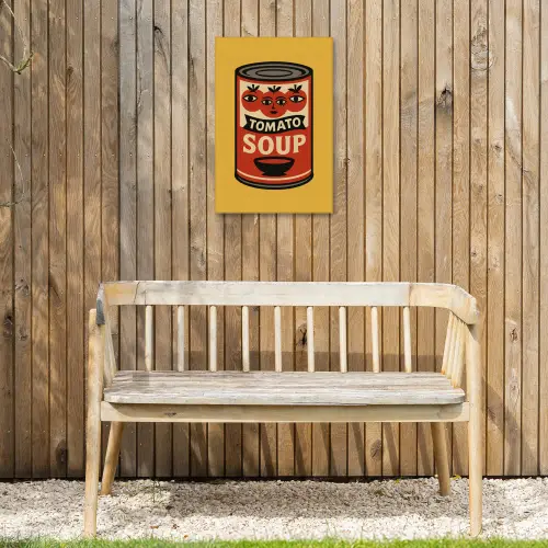 Tomatensoep - Gezichtje - Illustratie - Rood Tuinposter op houten frame 2 cm dik klein -sfeer4