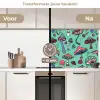 Patronen - Vintage - Paddenstoelen - Natuur keuken achterwand 2 middel 871 -voor-na2_NL