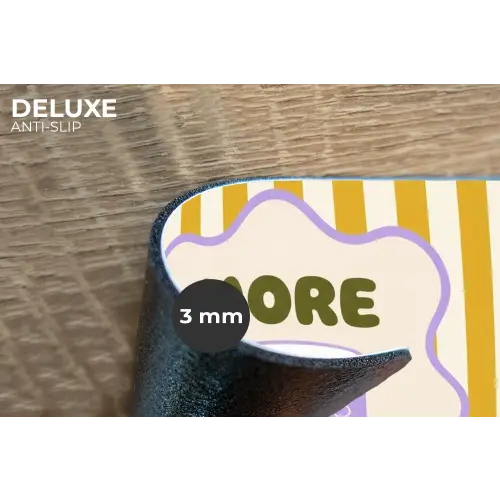 More coffee - Geel - Paars - Strepen - Mok Placemat vinyl groot -closeup