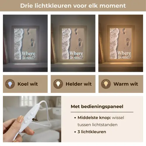 Where to next - Strand - Voetstappen Light Box met kabel (Tafellamp) klein -USP_lichtkleurNL