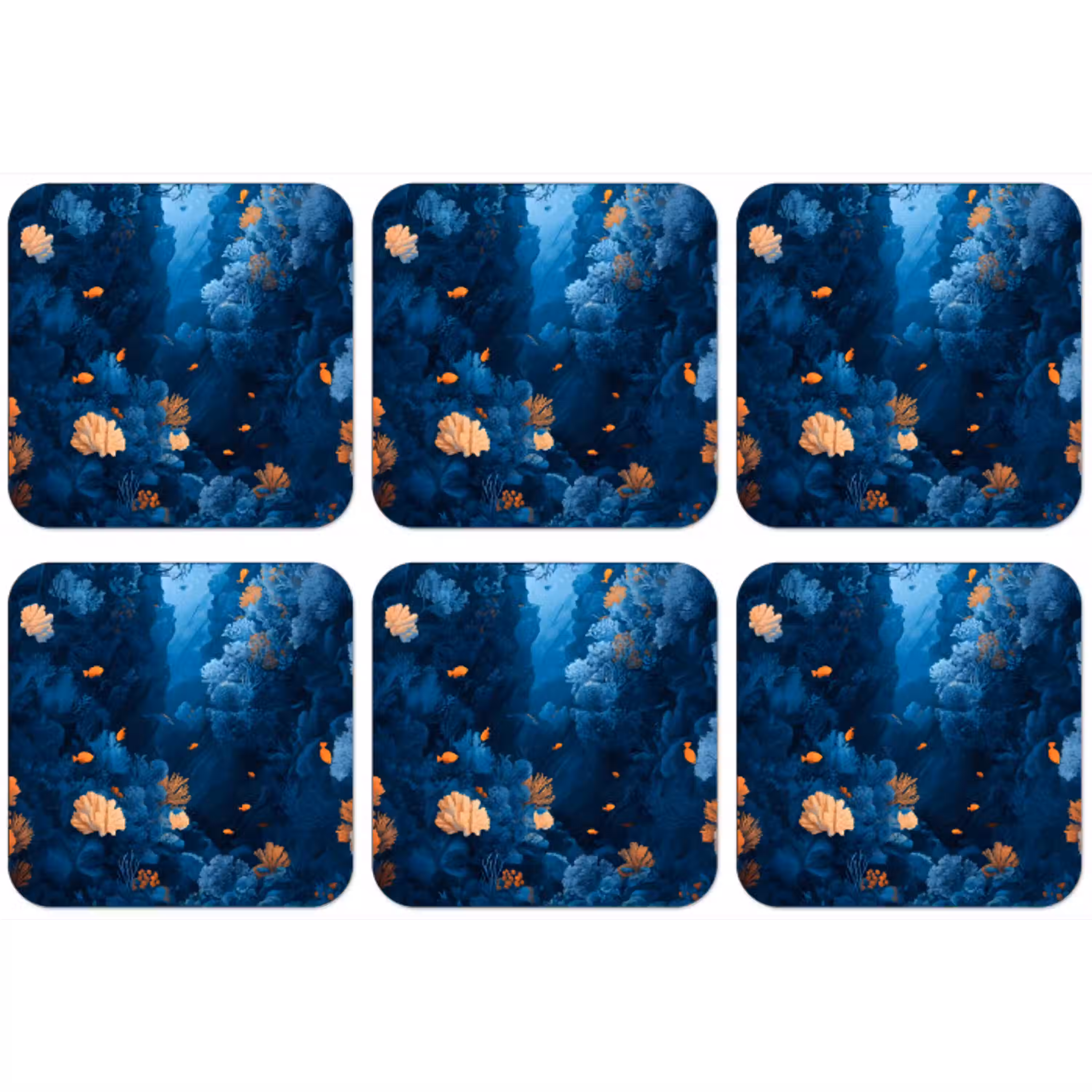 Koraalrif - Vissen - Oceaan - Blauw onderzetter kurk middel -zkaufland3dotto