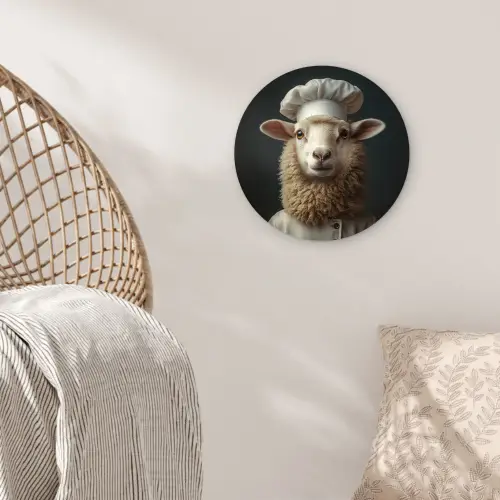 Schaap - Wol - Kok Wandcirkel kunststof plaat 5mm dik klein -sfeer5