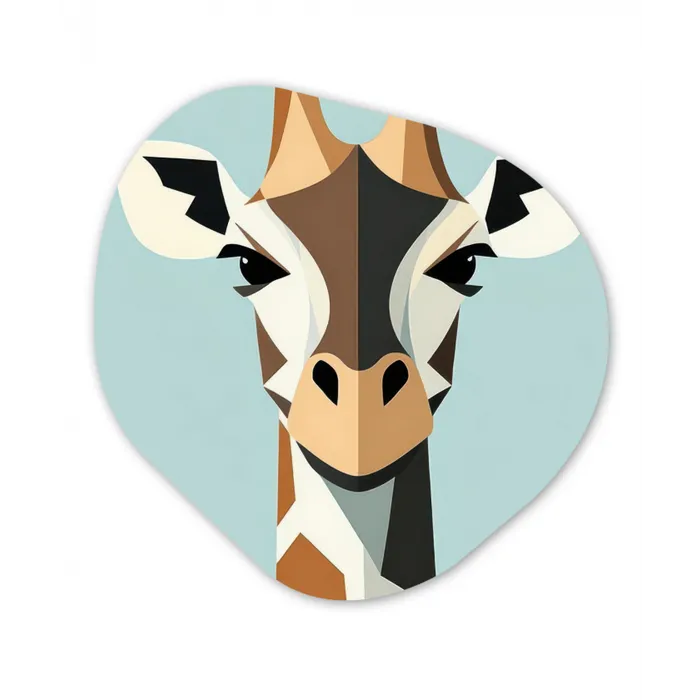 Giraffe - Illustratie - Bruin - Minimalistisch Wandcirkel Organisch Plexiglas middel -3d