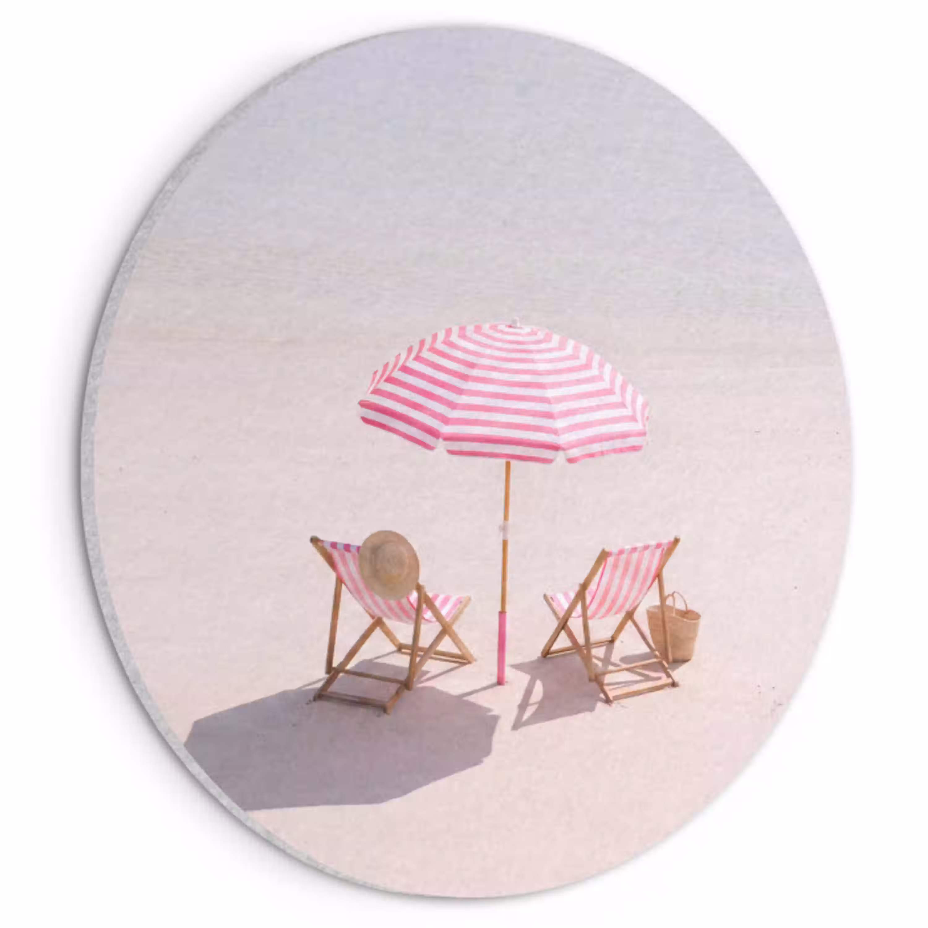 Strand - Parasol - Ligstoel - Zomer - Roze Akoestische PET Vilt - Rond klein -3d